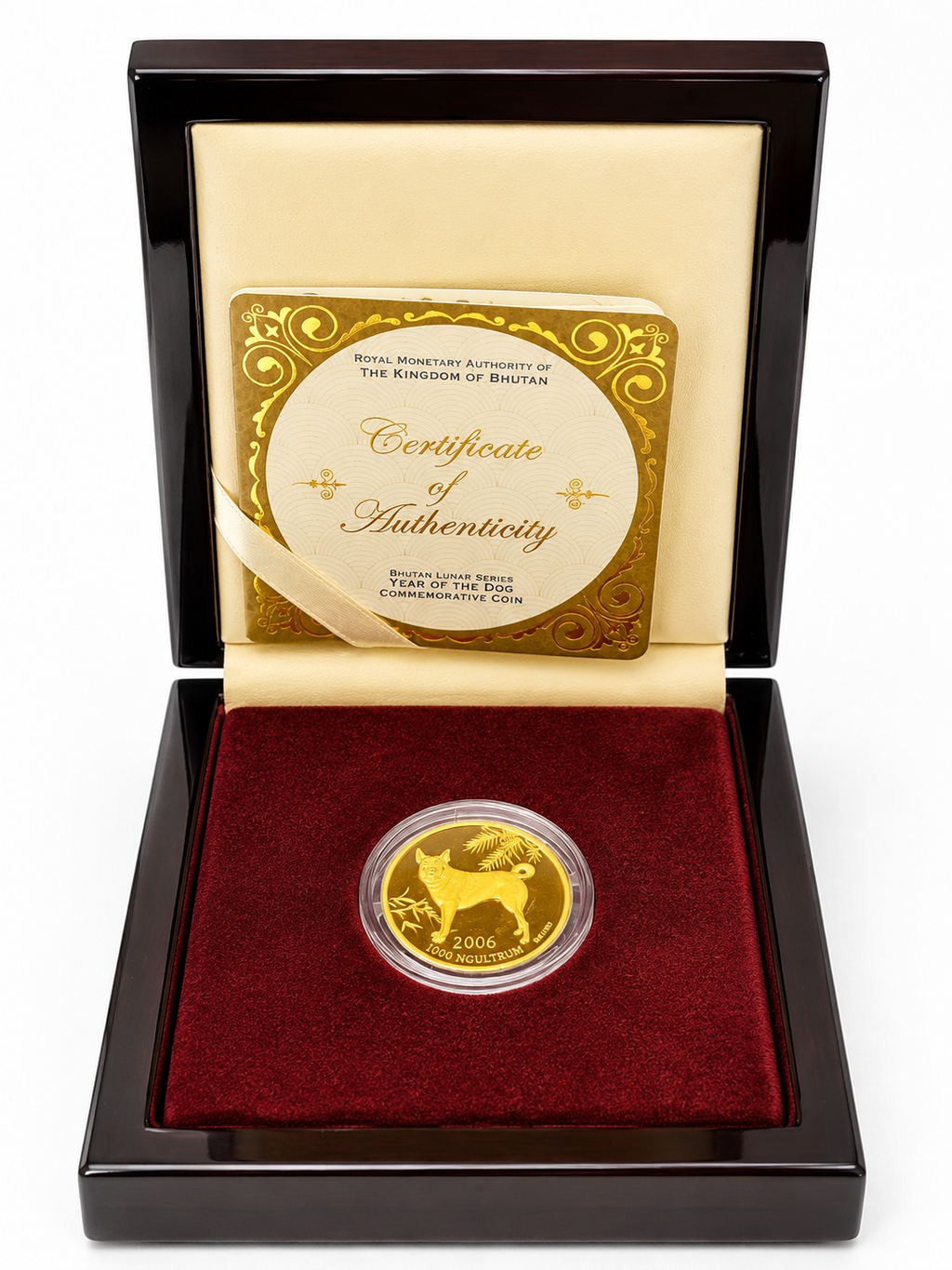 Bhutan 2006 Year of the Dog – 6 Grams .9999 Fine Gold Coin