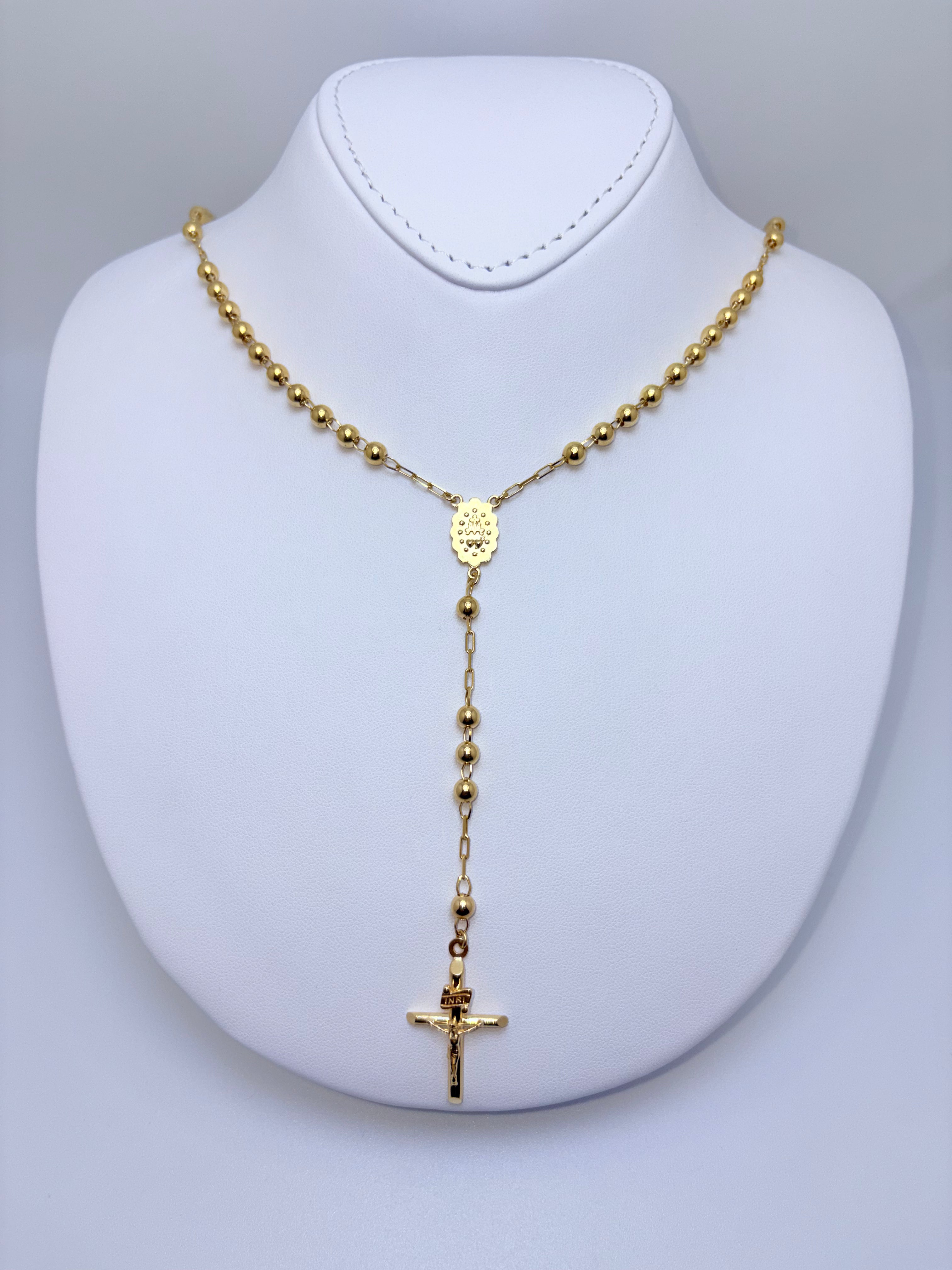 18k rosary Cross necklace 